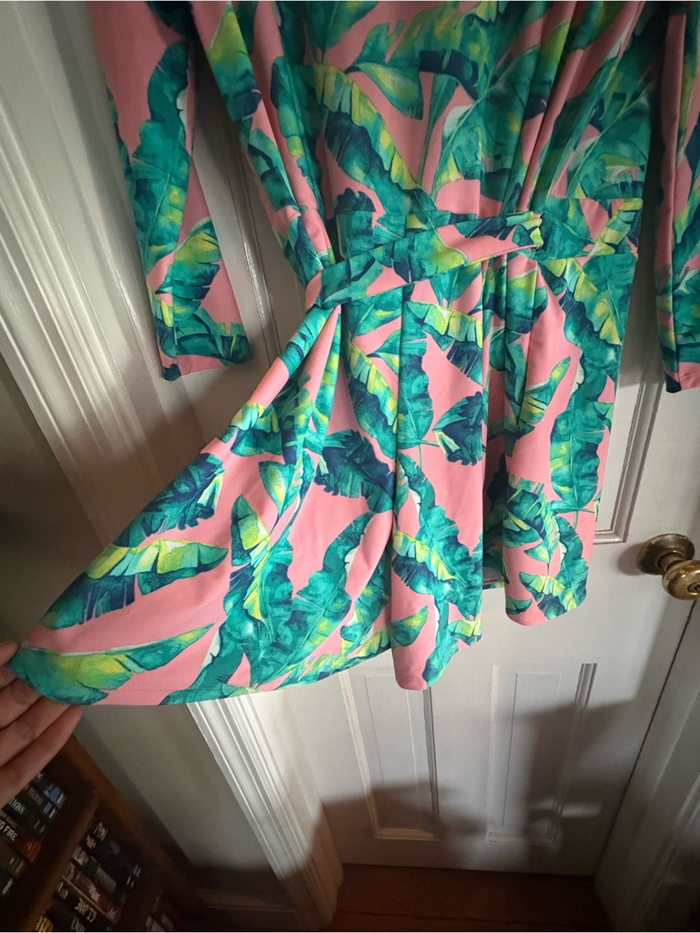 Cabana Life Pink Tropical Leaf One-Piece Swimsuit Cover-Up Jumper Romper - Picture 9 of 16